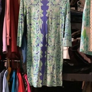 Lilly Pulitzer Green and Blue Long Sleeve‎ Dress, XXS